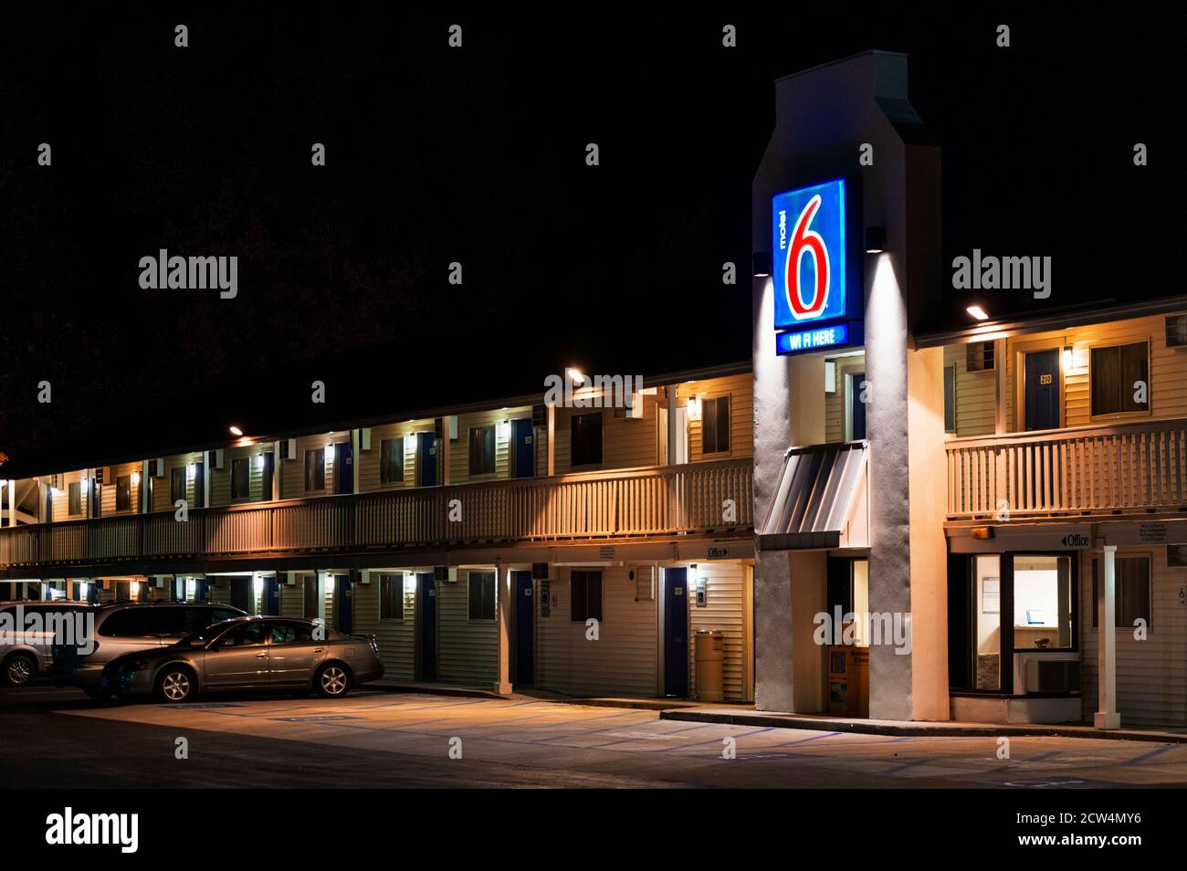 Das Motel 6 ist von außen. Stockfoto