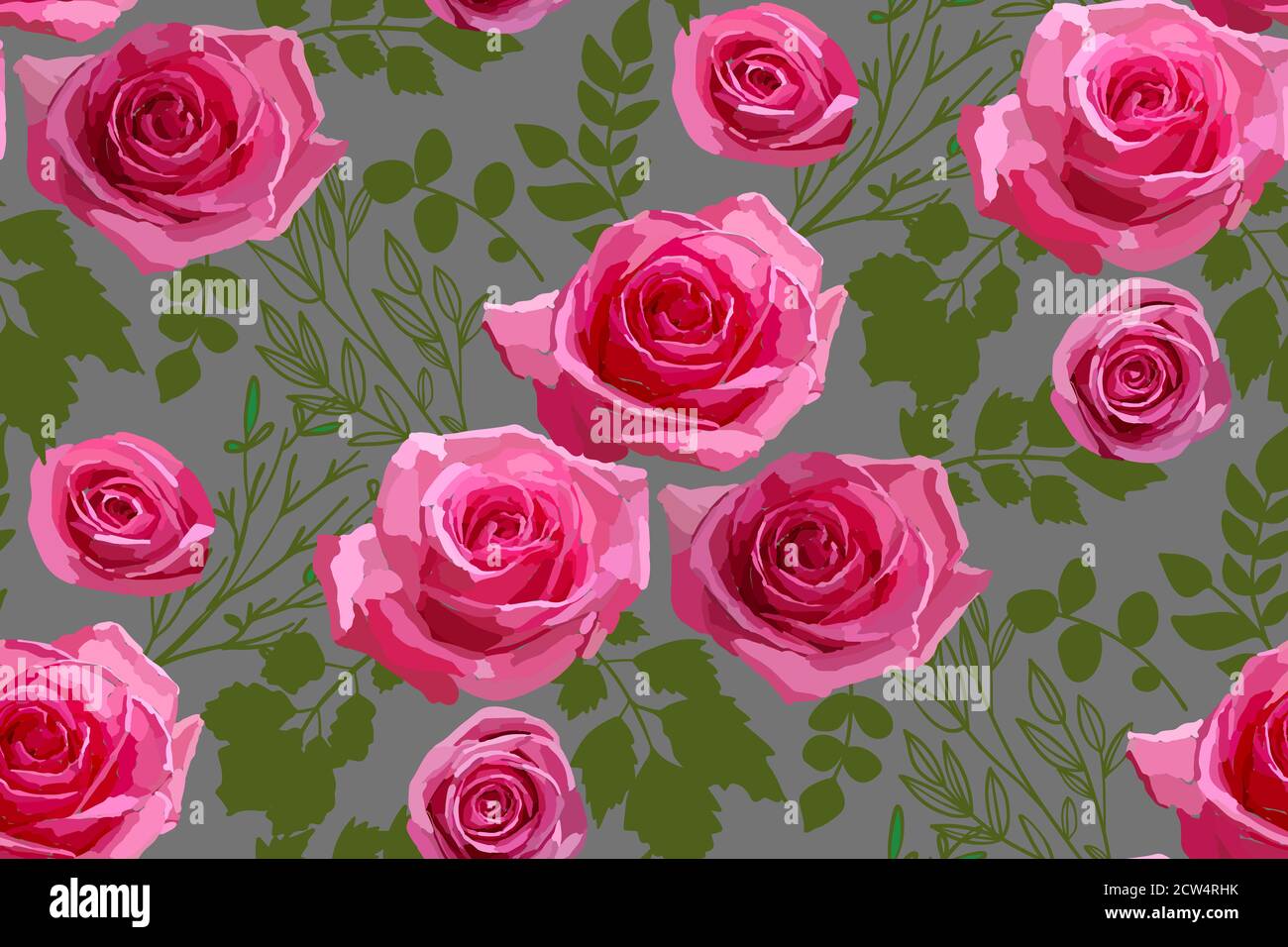 Vektor nahtlose Muster mit Garten Rosen Blumen von Hand gezeichnet. Blumenmuster Illustration für Kosmetik, Grußkarte, Hochzeitseinladung, Stoff oder Stockfoto