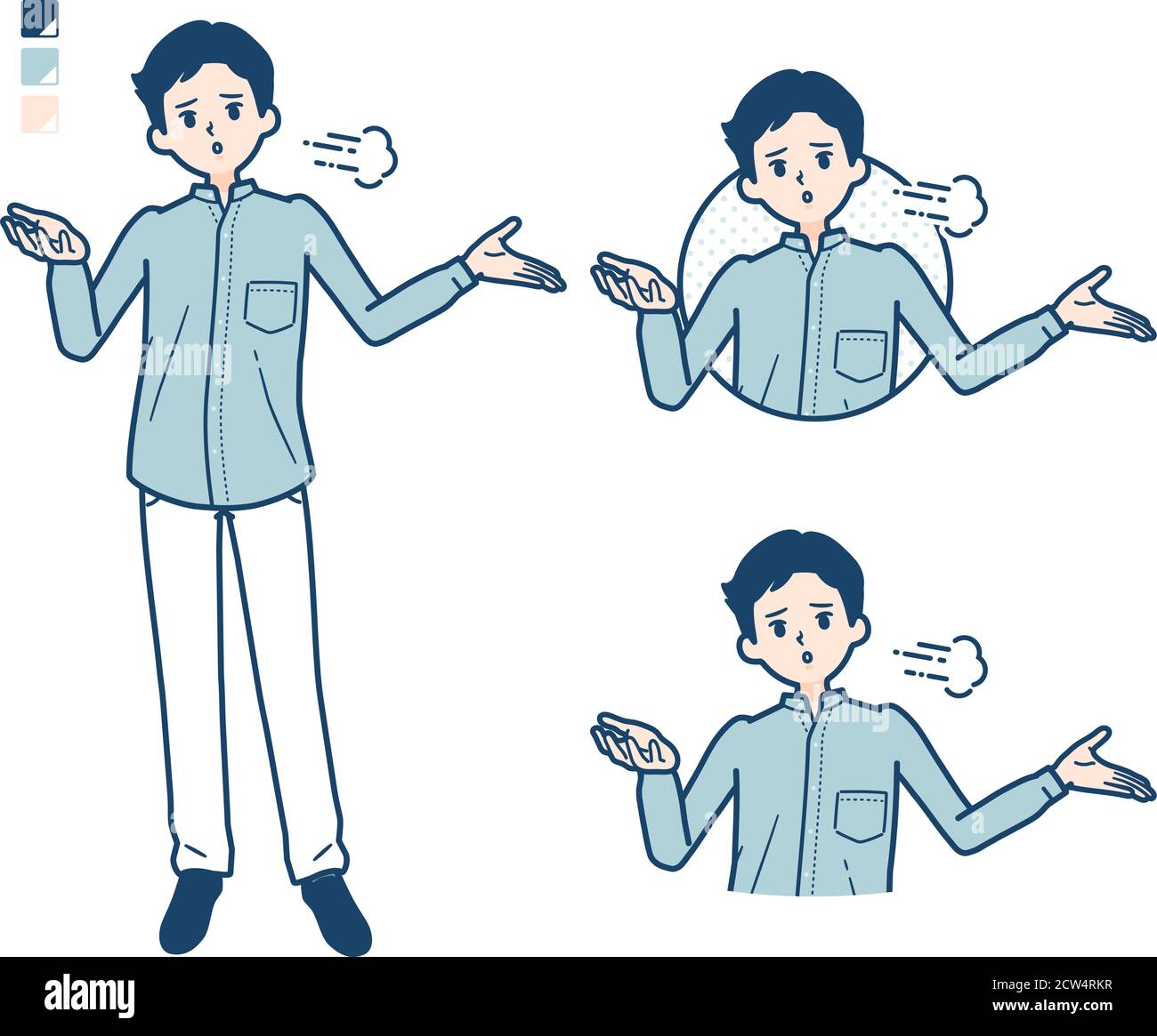 Mann in einem Hirtenmit entmutigten Bildern. Es ist Vektorgrafik, so ist es einfach zu bearbeiten. Stock Vektor