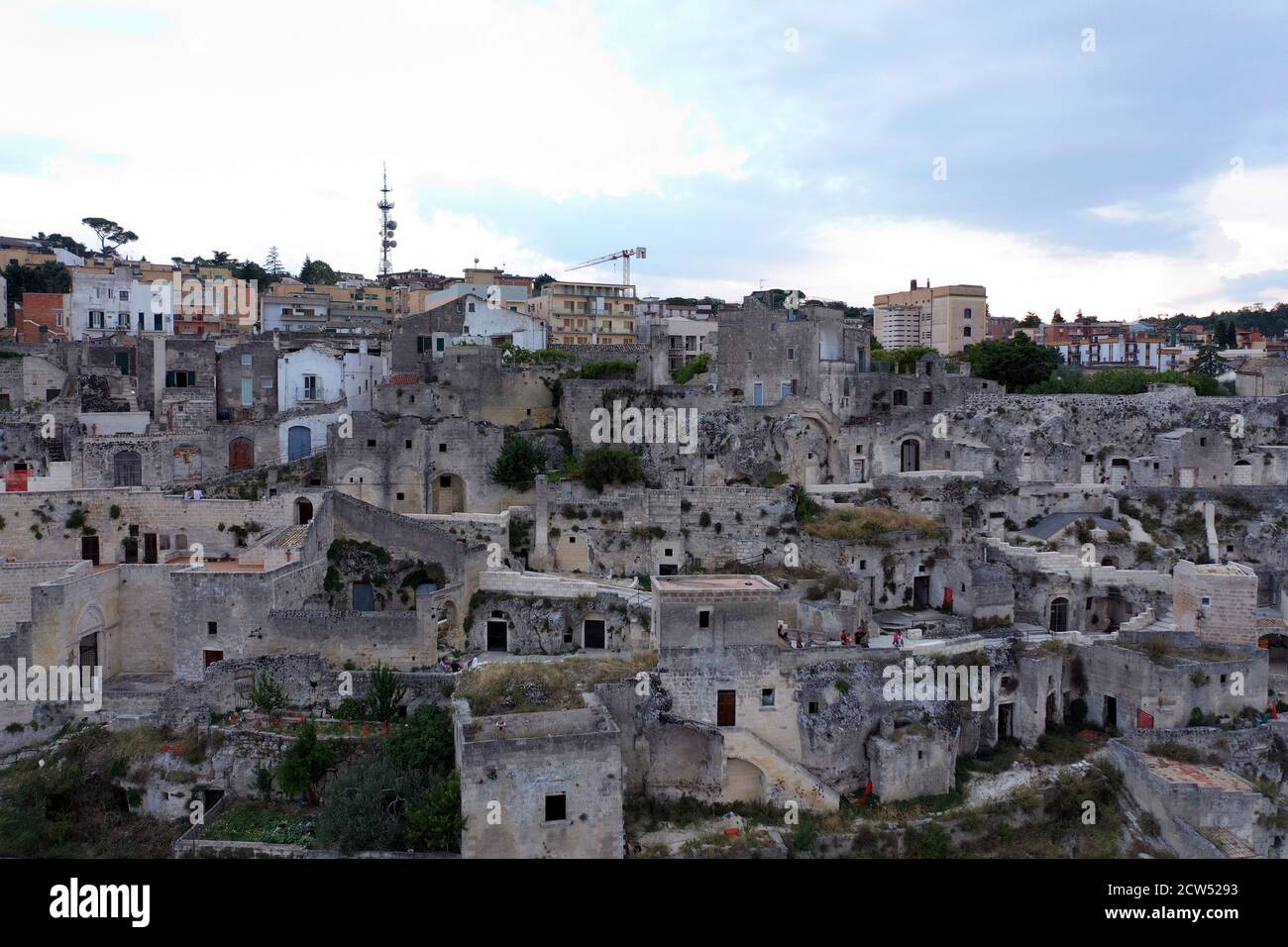 Stadtbild Luftbild der mittelalterlichen Stadt Matera sassi. Matera, Basilikata / Italien. Stockfoto