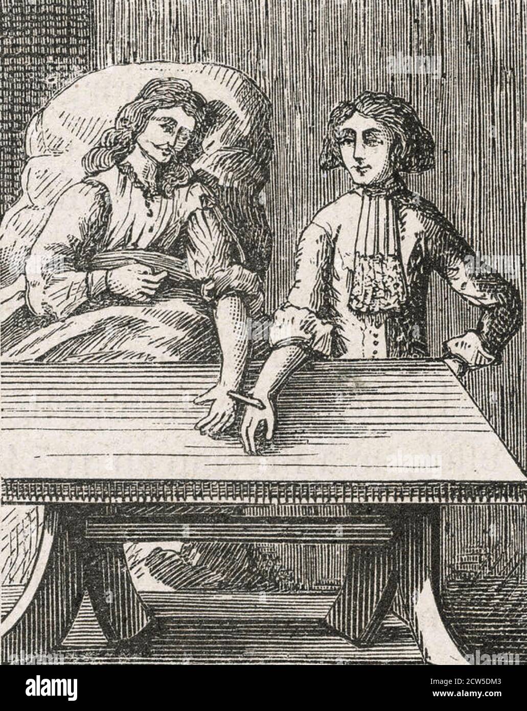 DIREKTE BLUTTRANSFUSION in einer Gravur von 1679 Stockfoto