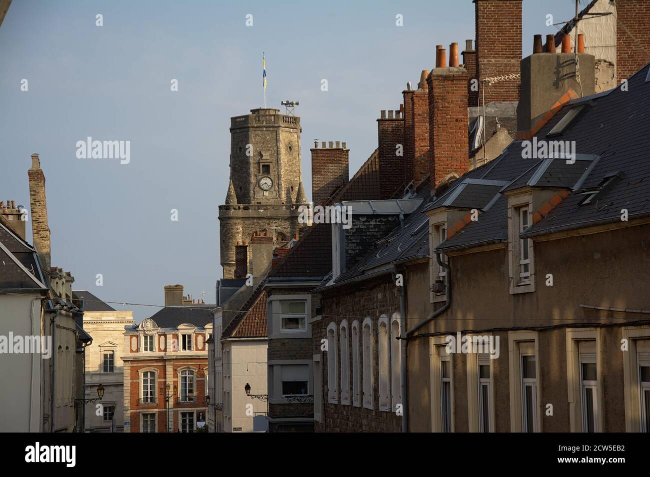 Dächer und oktogonaler Glockenturm von Boulogne Sur Mer. Stockfoto