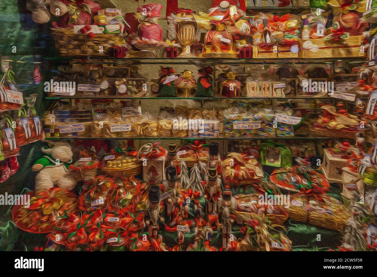 Ölgemälde Wirkung der Schaufenster der Weihnachtsbonbon Shop Stockfoto