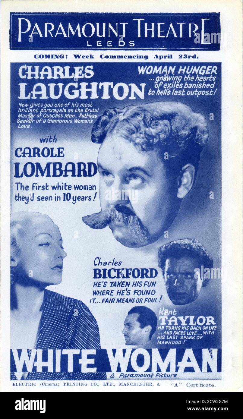 CHARLES LAUGHTON CAROLE LOMBARD CHARLES BICKFORD UND KENT TAYLOR IN WHITE WOMAN 1933 Regisseur STUART WALKER Paramount Pictures Stockfoto