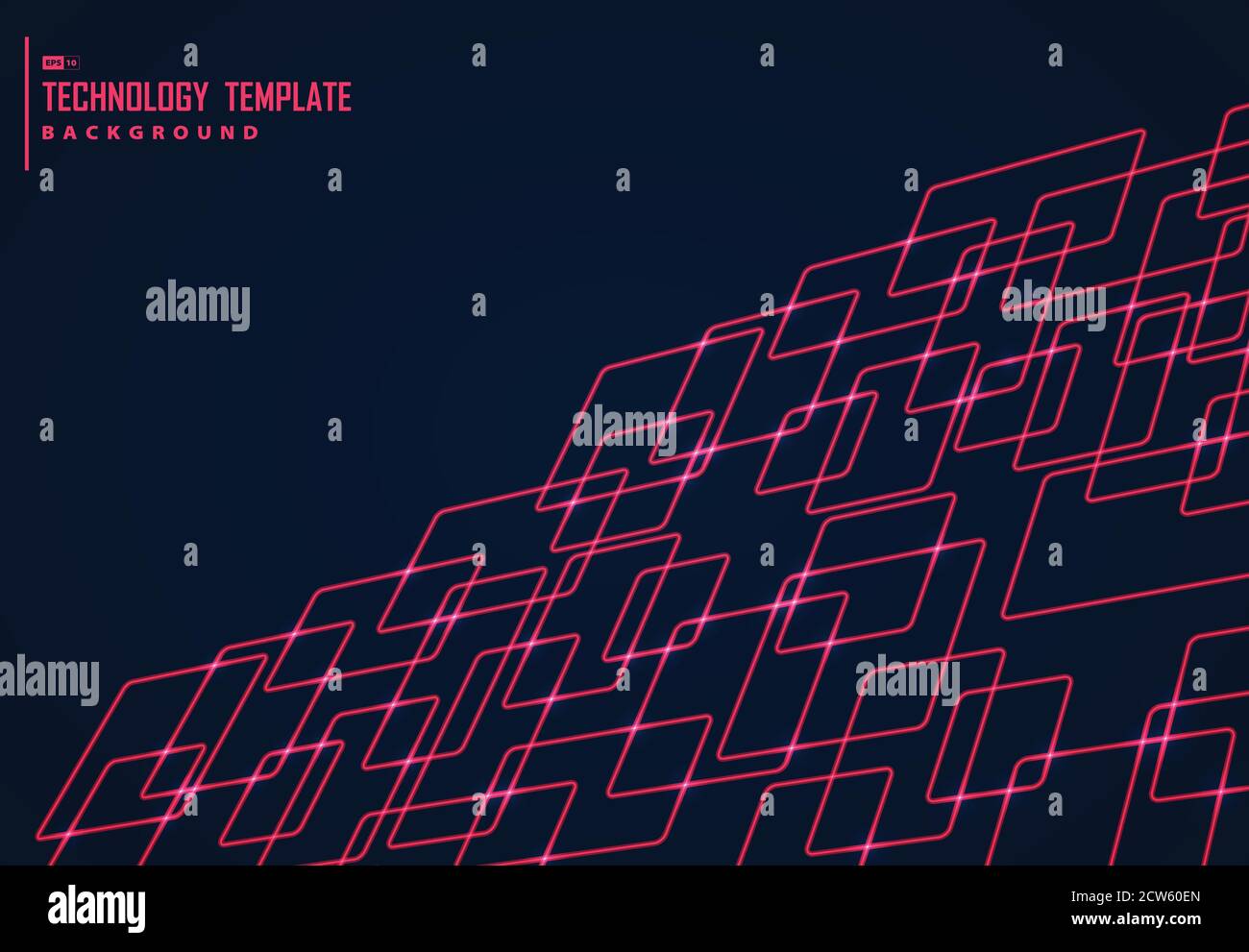 Abstraktes Design von roten quadratischen Muster Technologie Kunstwerk Design Hintergrund. Verwenden Sie für Anzeige, Poster, Kunstwerk, Template-Design, Druck. Illustration Vektor Stock Vektor