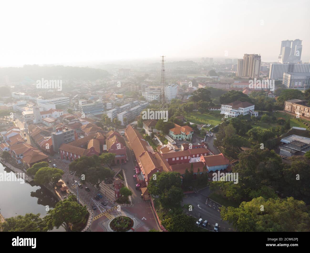 Luftaufnahme des Stadthuys-Gebäudes, Malacca Stockfoto