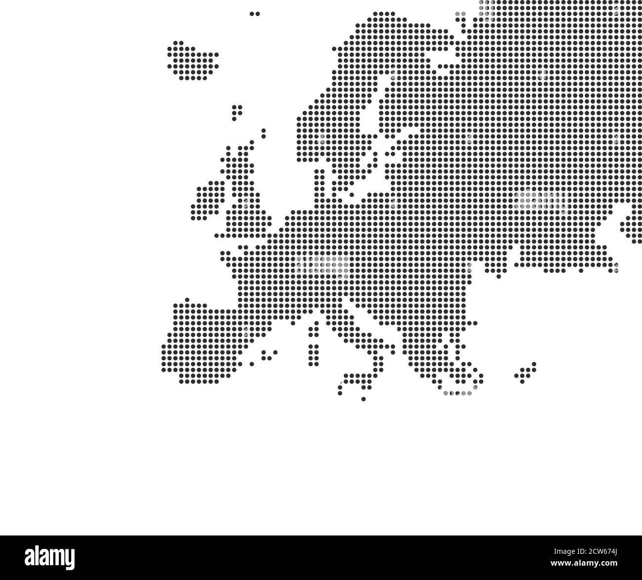 Europa, Kontinent, gepunktete Karte auf weißem Hintergrund. Vektorgrafik. Stock Vektor
