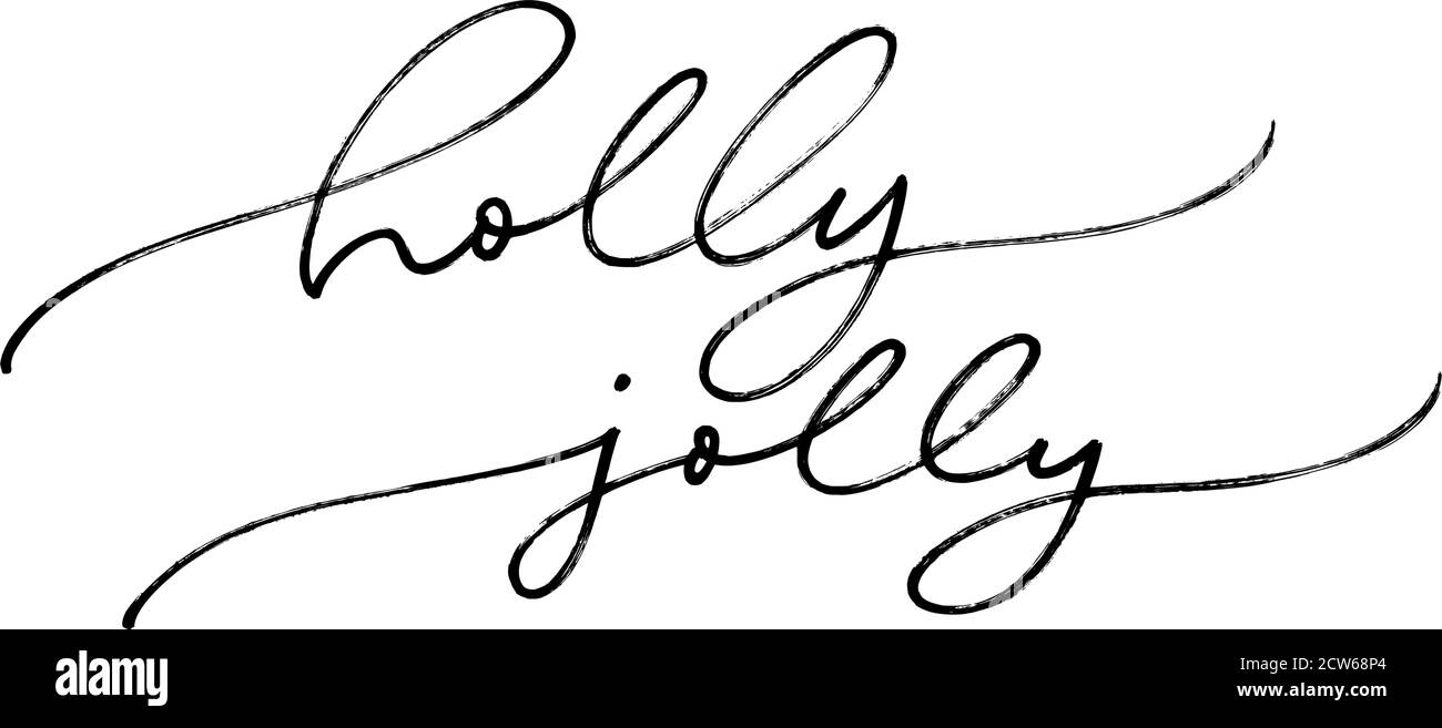 Holly Jolly moderner Vektor-Stift-Schriftzug. Stock Vektor