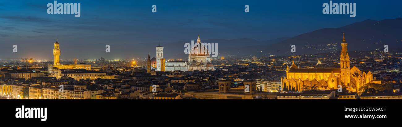 Panoramablick auf die Skyline von Florenz in der Toskana, Italien. Stockfoto