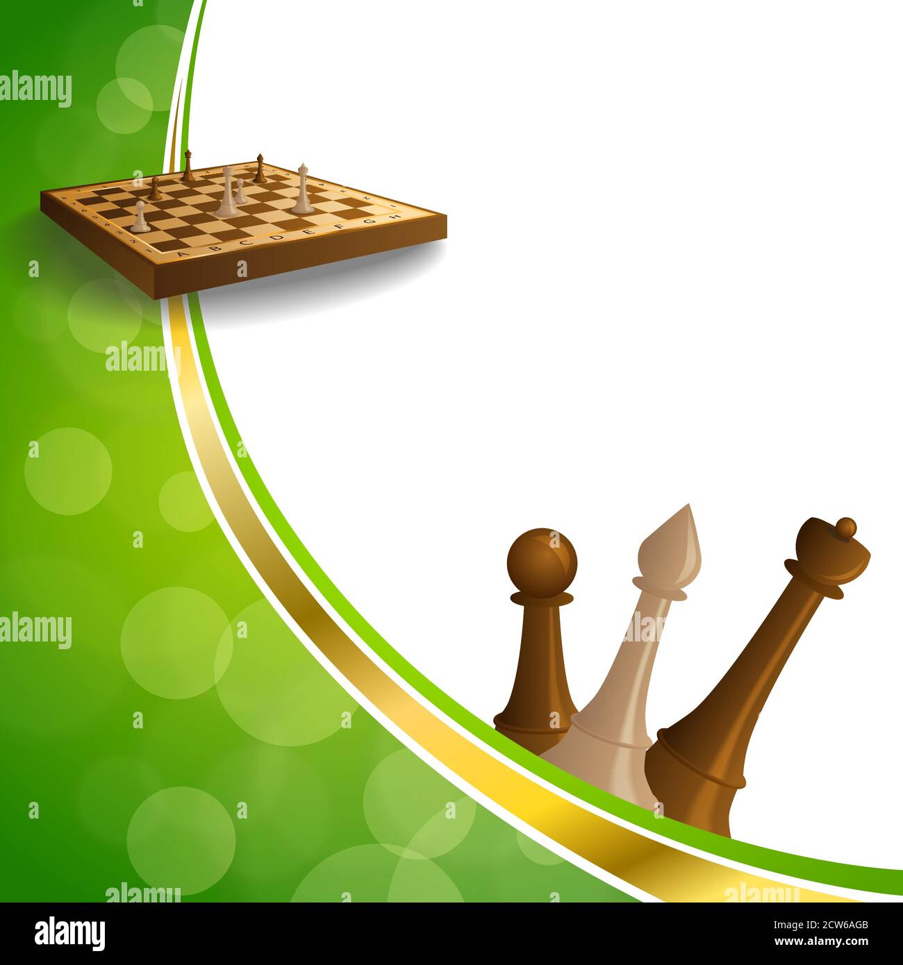 Hintergrund abstrakt grün Gold Schachspiel braun beige Brettfiguren Vektor für die Rahmendarstellung Stock Vektor