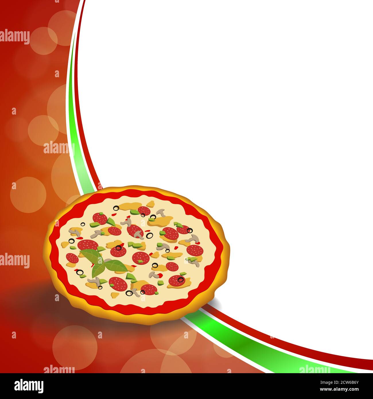 Abstrakt Hintergrund rot grün Lebensmittel Pizza gelb orange Rahmen Illustration vektor Stock Vektor