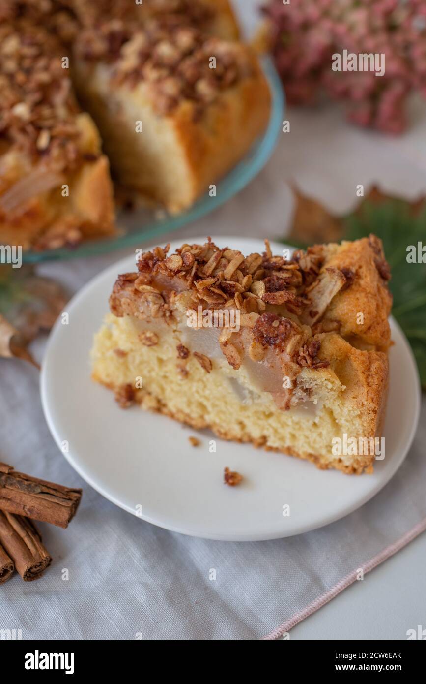 Süße hausgemachte Vanillebirne Pie Stockfoto
