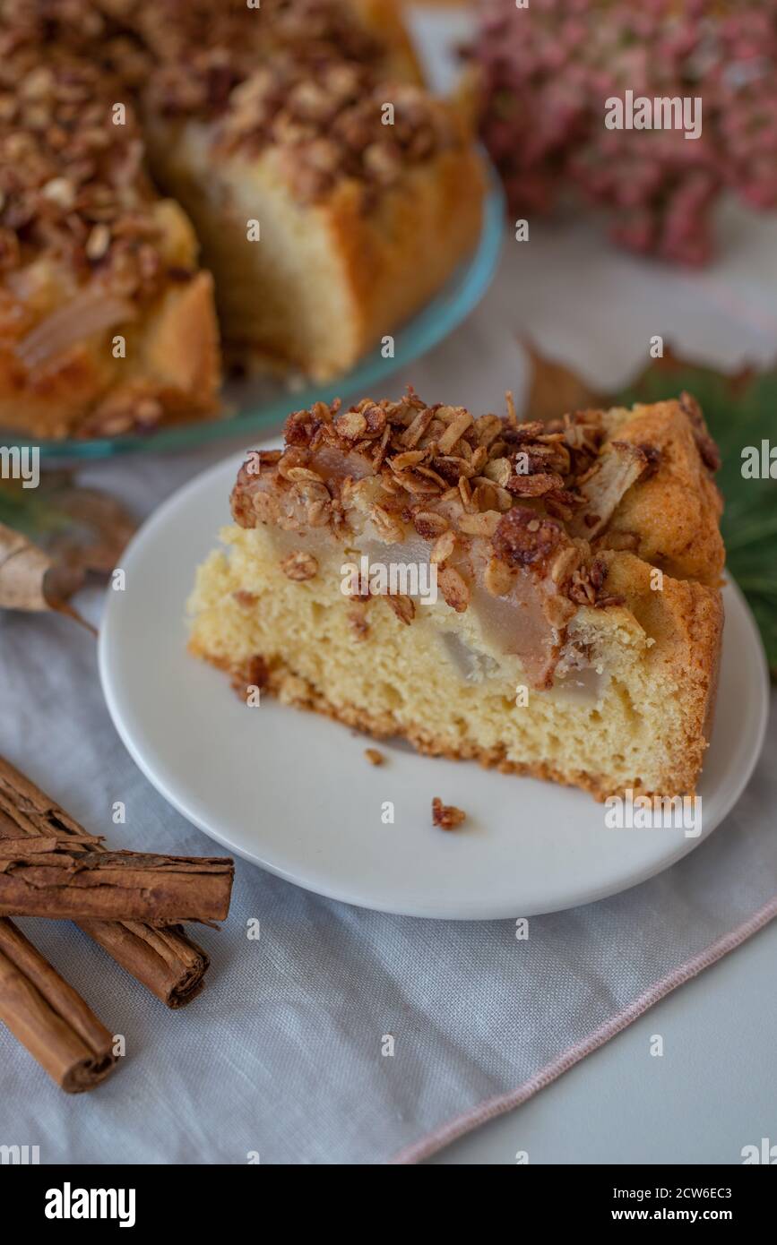Süße hausgemachte Vanillebirne Pie Stockfoto