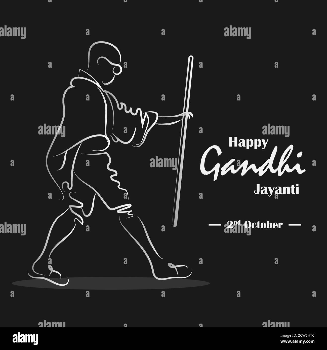 Happy Gandhi Jayanti, 2. Oktober, Mahatma Gandhi Skizzenposter, Gandhiji, Vektor-Illustration Stock Vektor