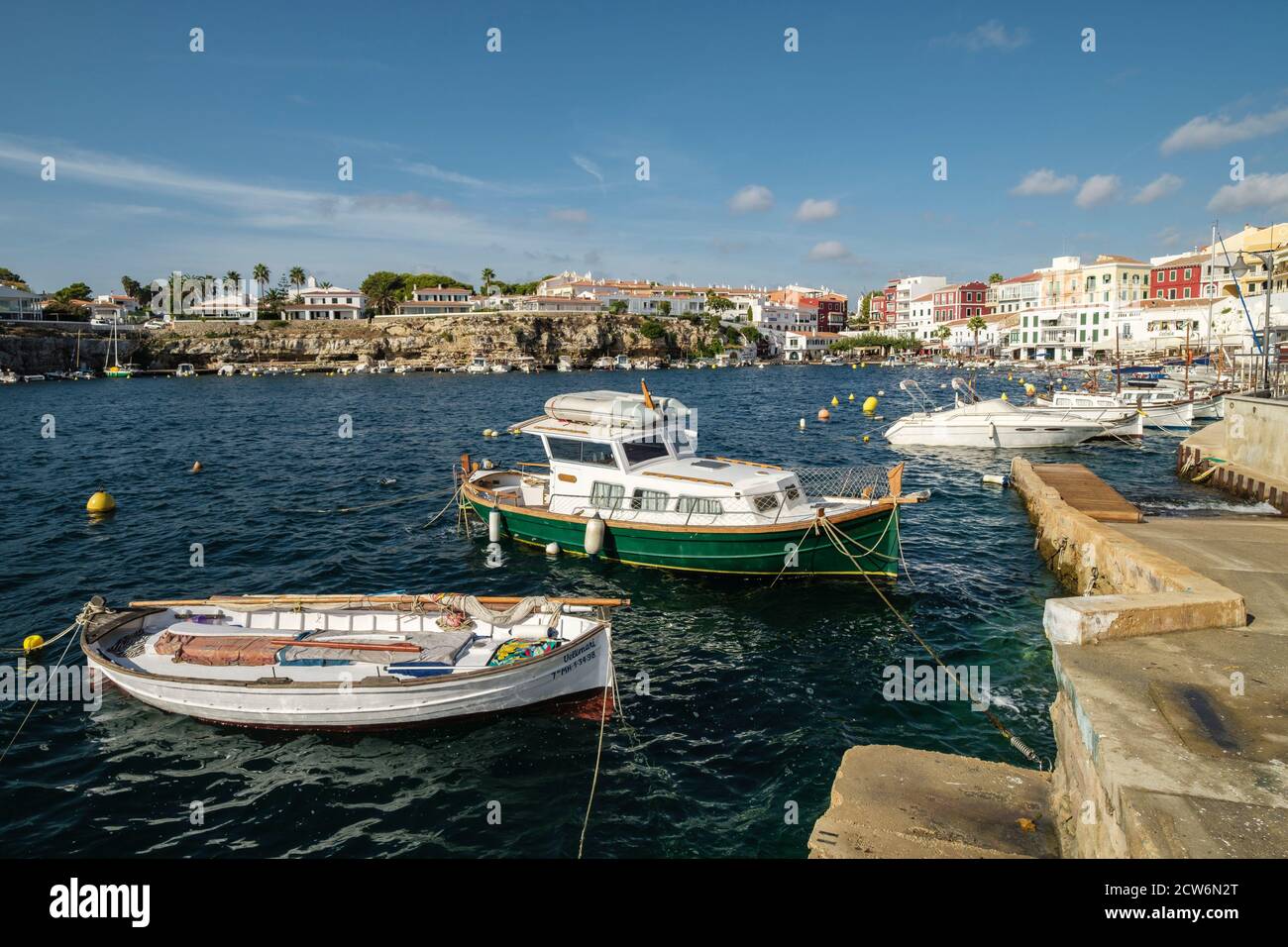 Cales Fonts, Es Castell, Puerto de Mahón, Menorca, Balearen, Spanien Stockfoto