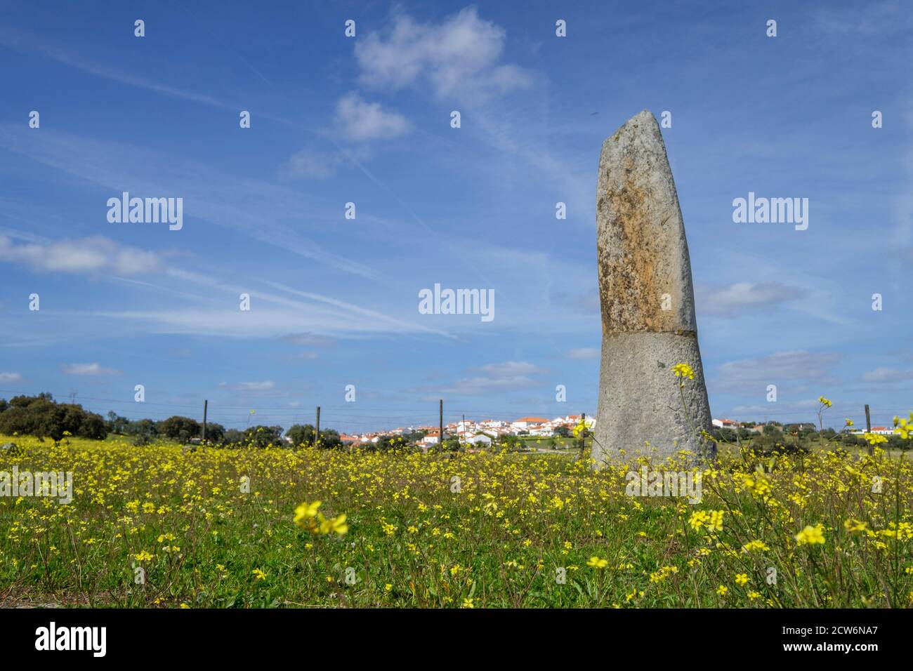 Menhir de Bulhoa , proximo a Monsaraz, Telheiro, Alentejo, , Portugal Stockfoto