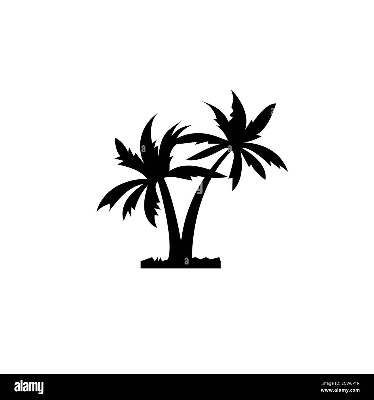 Zwei Kokosnusspalmen. Symbol für Reisebüro Stock Vektor