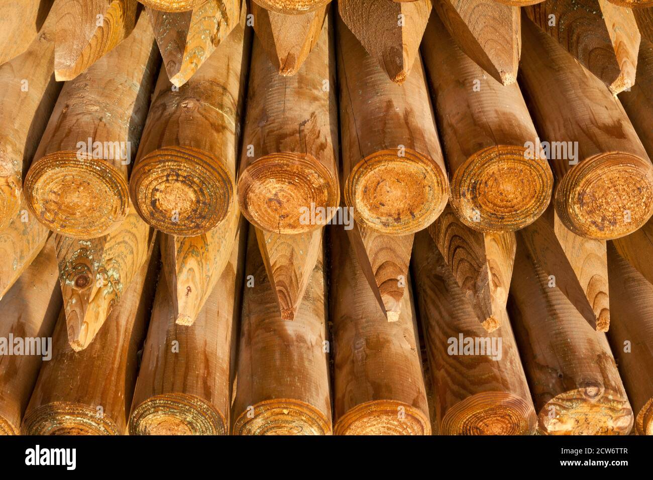 Eine Packung Holzpfosten Stockfoto