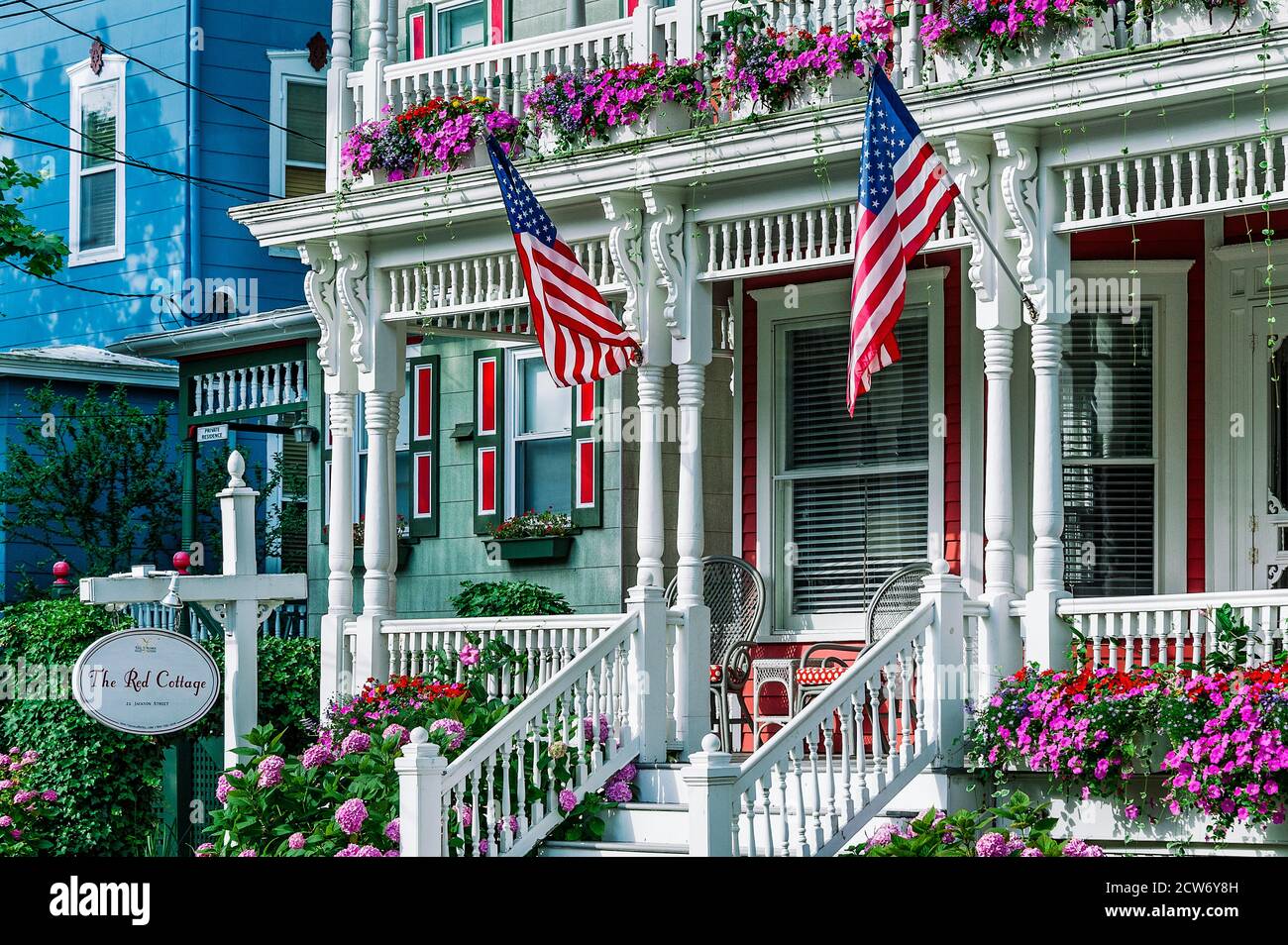 Das Red Cottage Inn B & B in Cape May, New Jersey, USA. Stockfoto