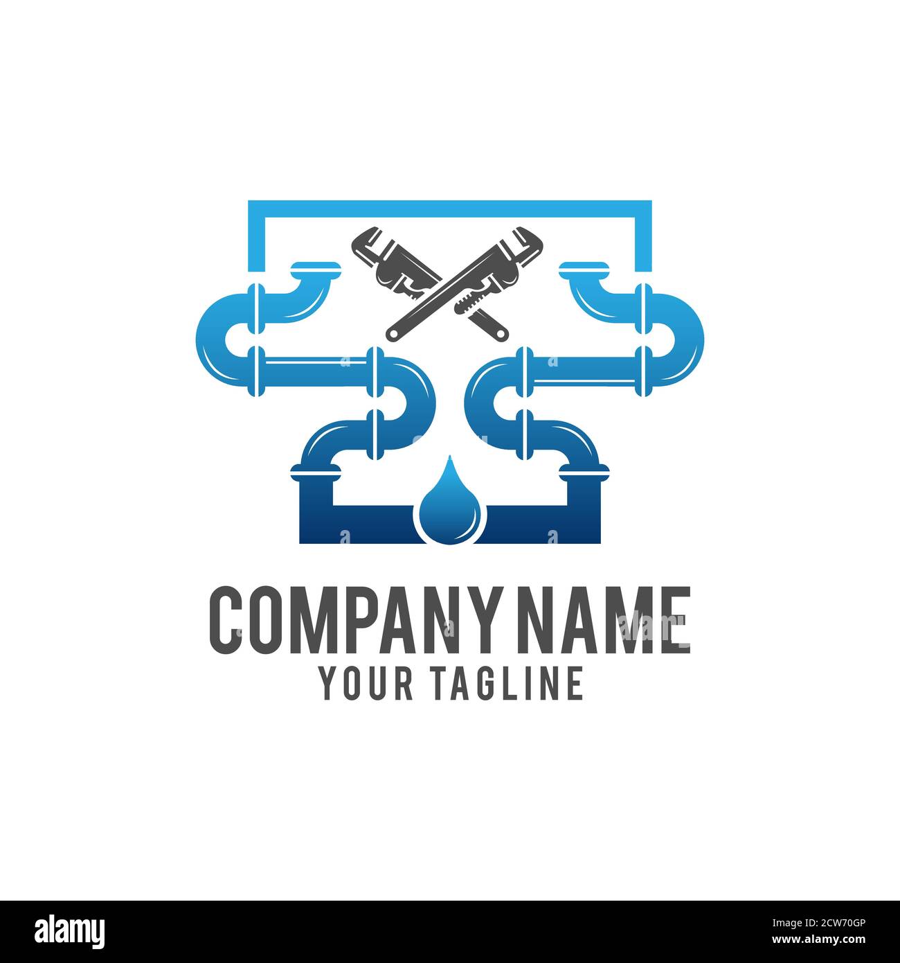 Klempnerservice Logo-Vorlage, Wasser-Service-Logo Stock Vektor