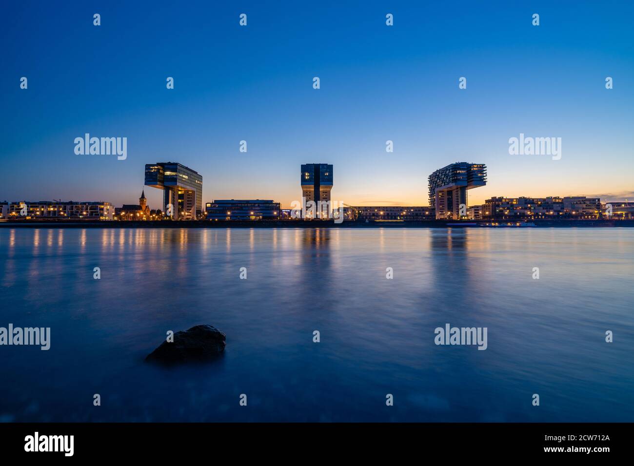 Kranhäuser in Köln Stockfoto