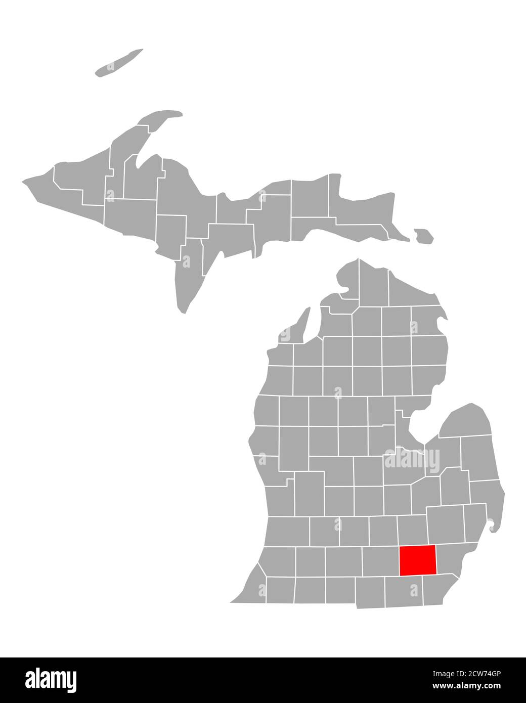 Karte von Washtenaw in Michigan Stockfoto