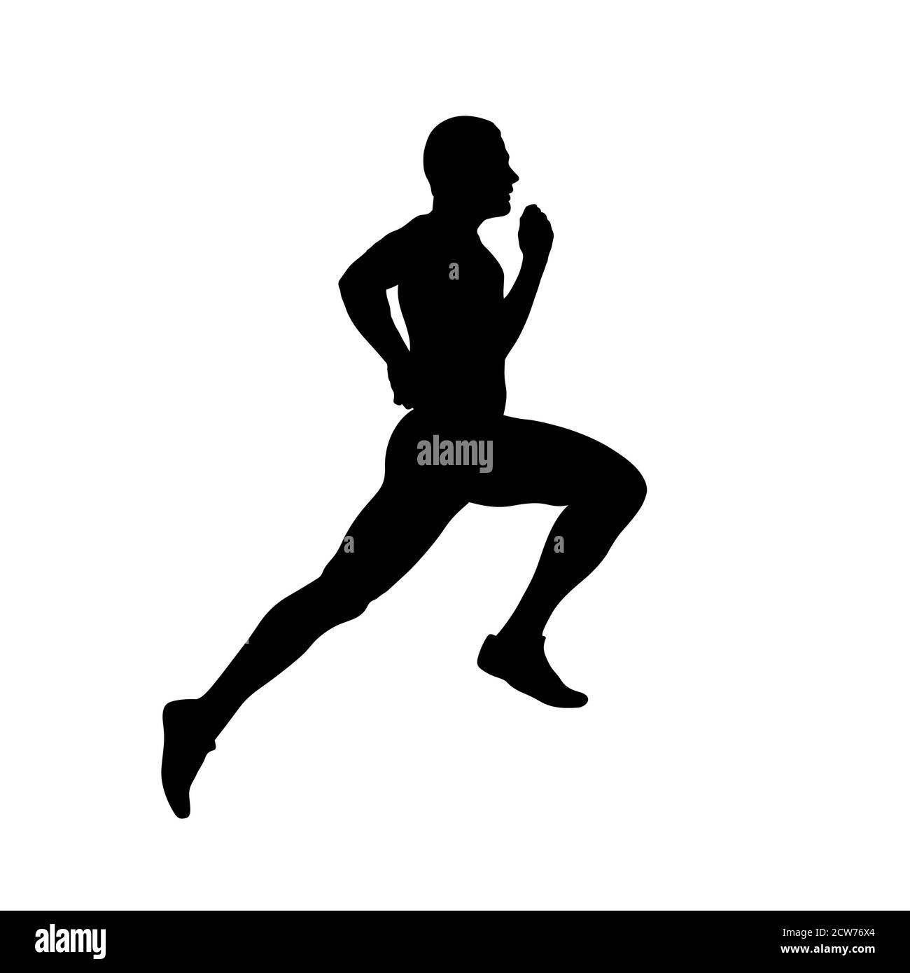 Mann Sportler Sprinter läuft schwarze Silhouette Stockfoto