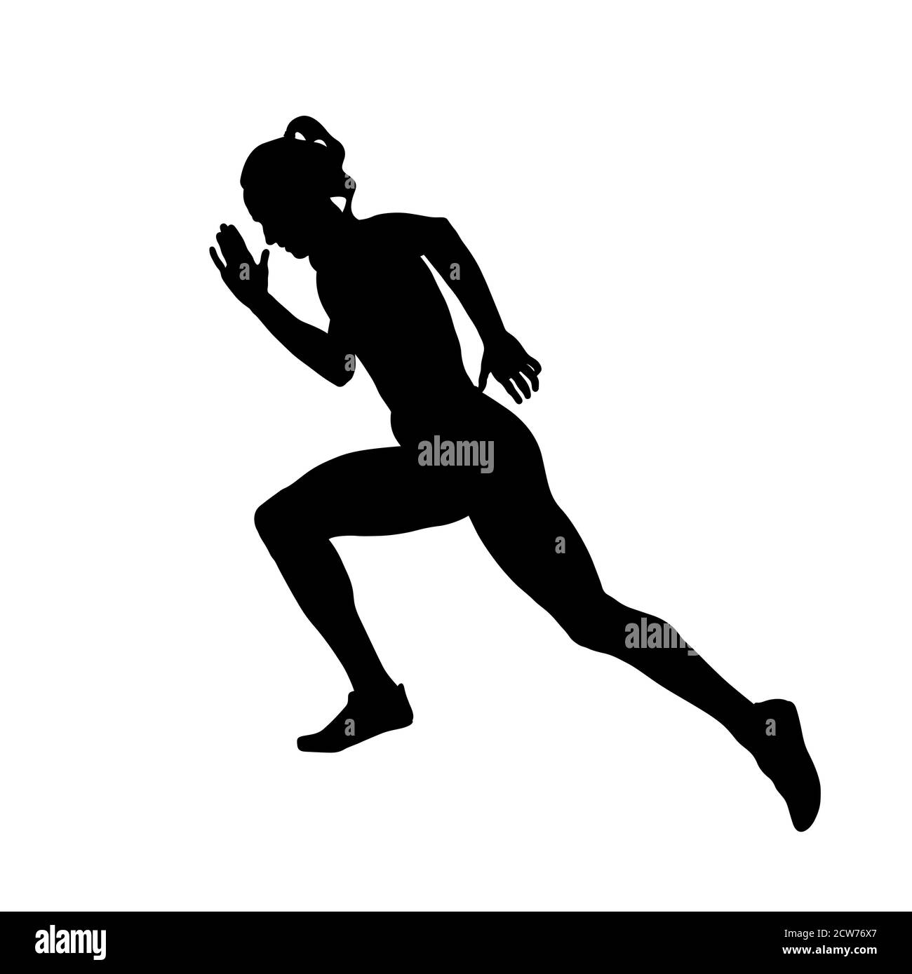 Mädchen Sprinter Läufer läuft schwarz Silhouette Stockfoto