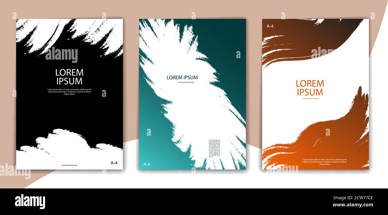 Set von farblich bearbeitbaren abstrakten Hintergründen für Buchumschläge, Broschüren und Broschüren. Format A-4. Moderne Casual-Farben. Stock Vektor