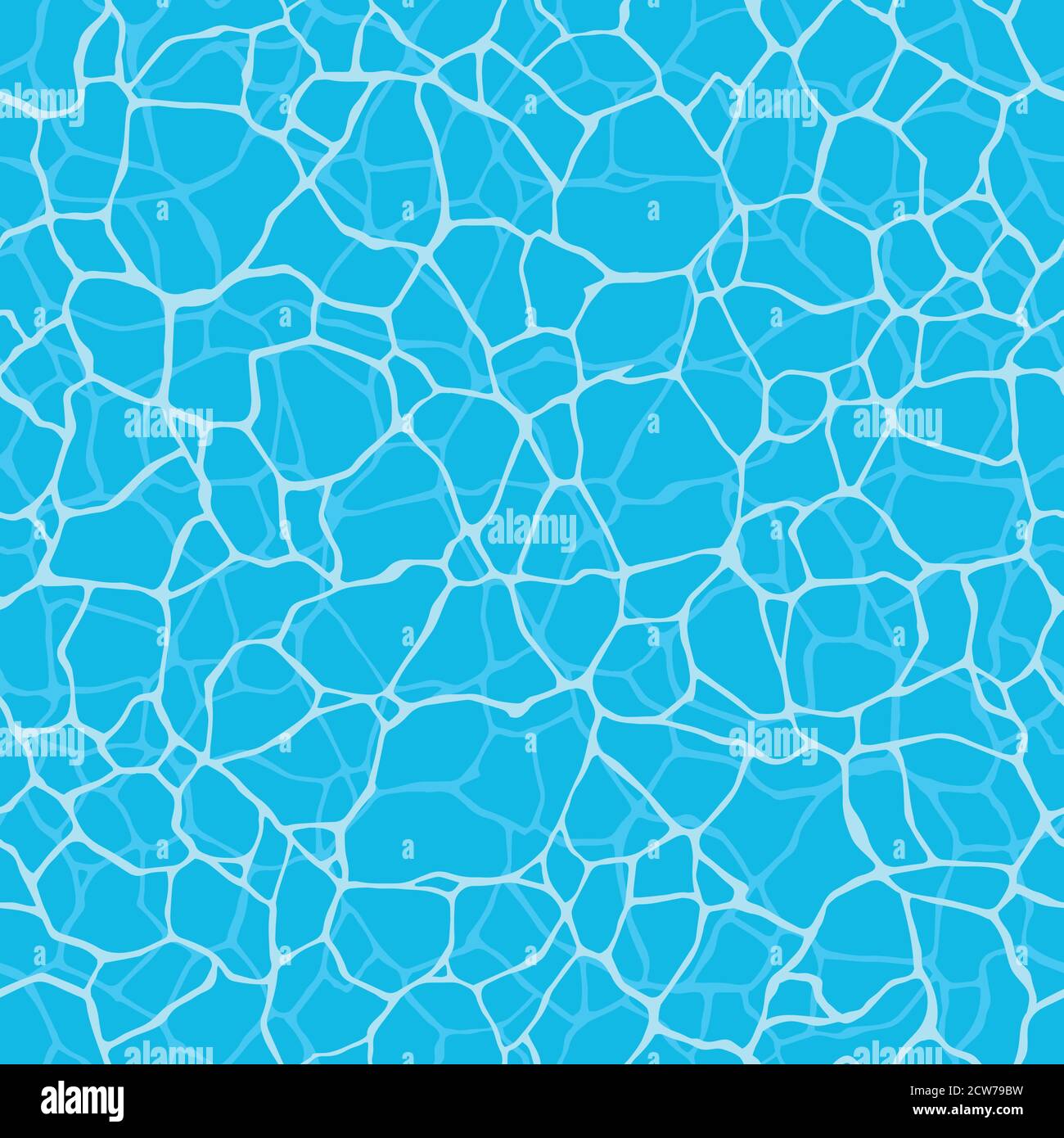 Nahtlose Wasserwelligkeit mit glänzendem Wasseroberfläche Muster. Oberflächenstruktur des Swimmingpools. Abstrakter blauer Wellenhintergrund. Vektorgrafik für Grap Stock Vektor