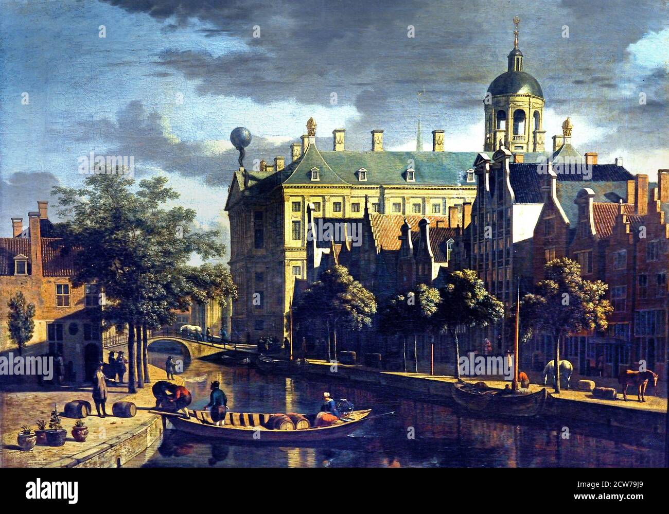 Der Blumenmarkt in Amsterdam 1770 Gerrit Adriaenszoon Berckheyde 1638 – 1698 Maler des Goldenen Zeitalters, Niederlande, Niederländisch, Stockfoto