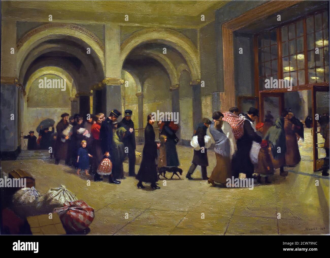 Herman Lugt, Registration of Belgian refugees in Amsterdam Stock Exchange, 1914 The, Niederlande, Niederländisch, erster Weltkrieg Deutsch, Deutschland. ( Belgische Flüchtlinge ) Stockfoto