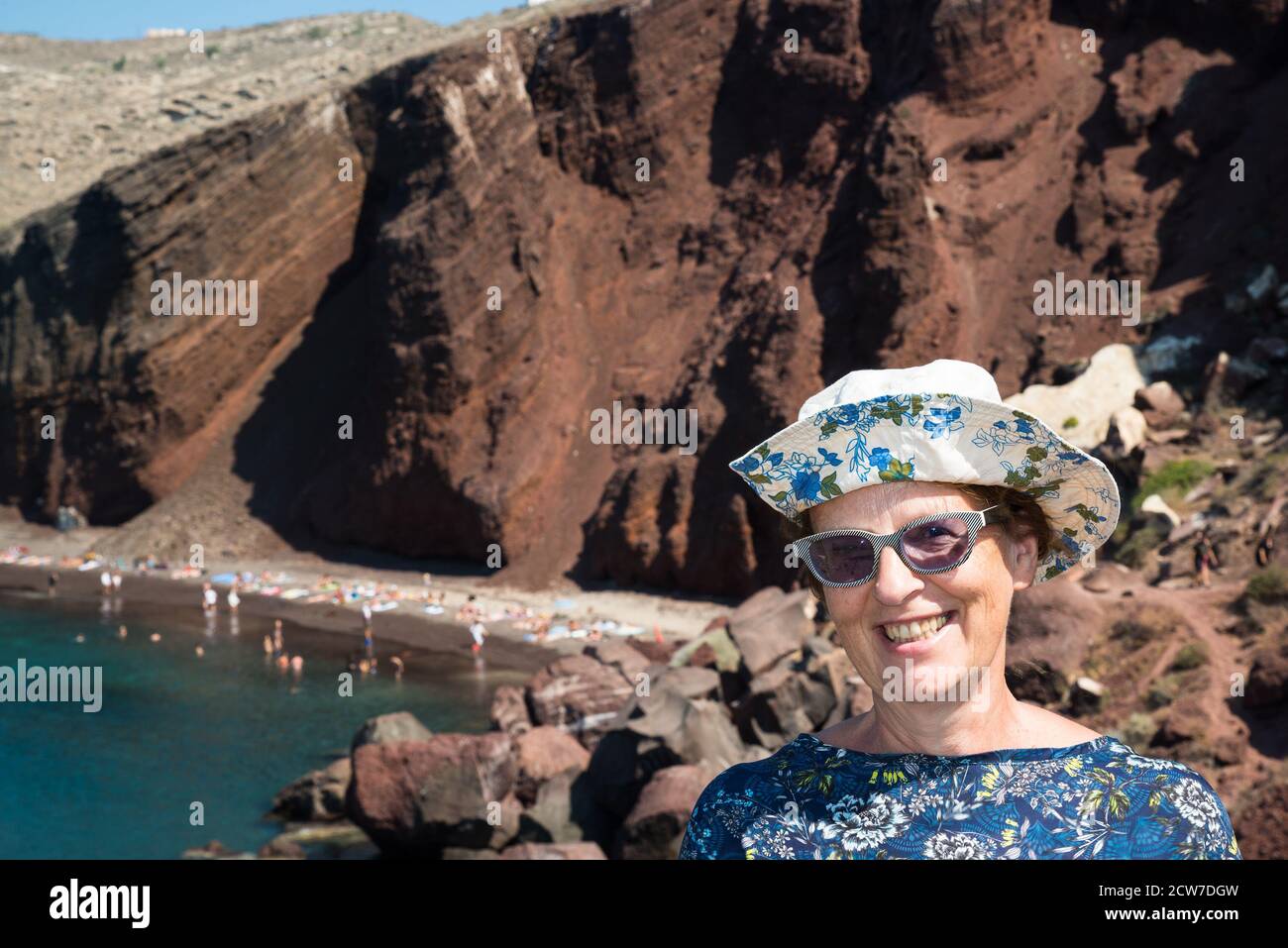 Roter Strand, Santorini, Griechenland Stockfoto