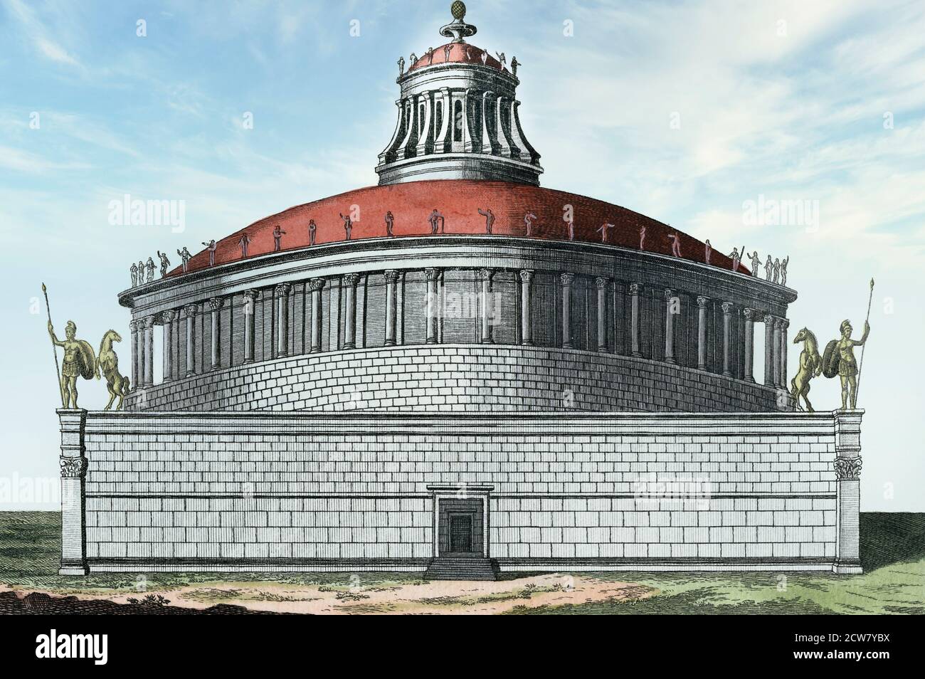 Das Mausoleum von Hadrian, oder Hadrians Grab, Rom. Jetzt Castel Sant’Angelo. Nach einem Werk eines unbekannten Künstlers aus dem frühen 19. Jahrhundert. Digital Sky hinzugefügt. Stockfoto
