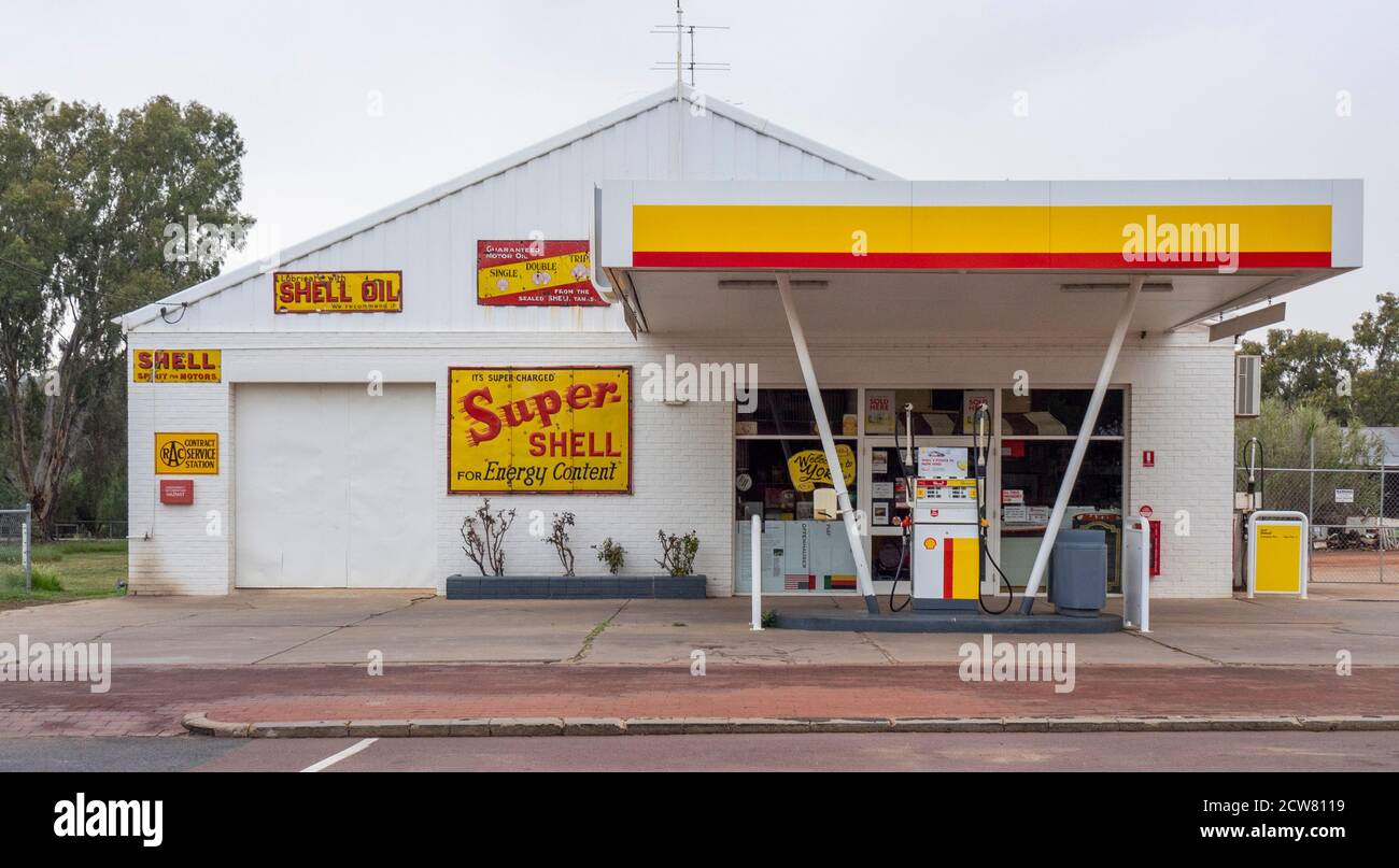 Retro Shell Tankstelle auf Avon Terrace York Western Australia. Stockfoto