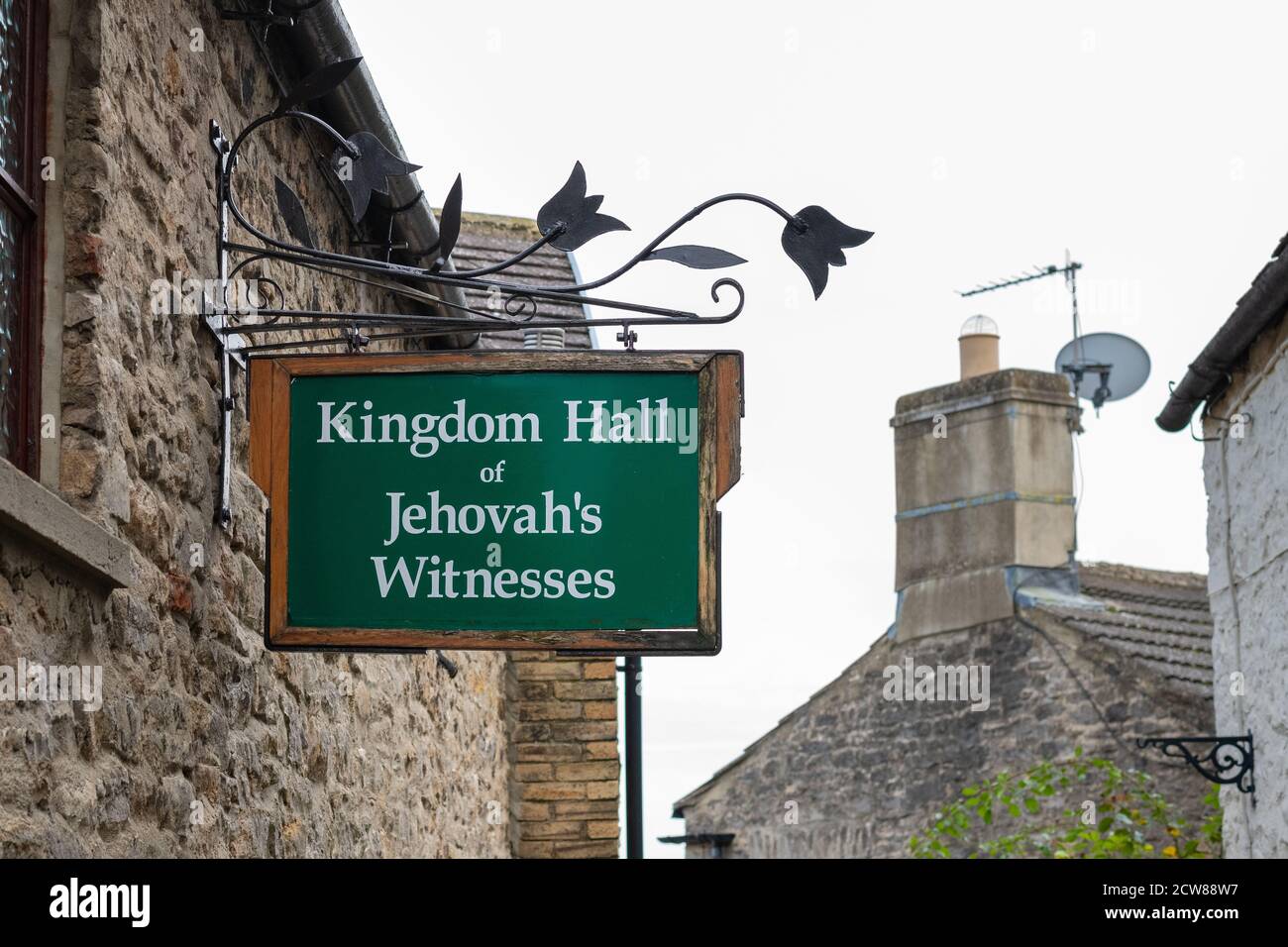 Kingdom Hall of Jehovah's Witnesses sign, Richmond, North Yorkshire, England, UK Stockfoto