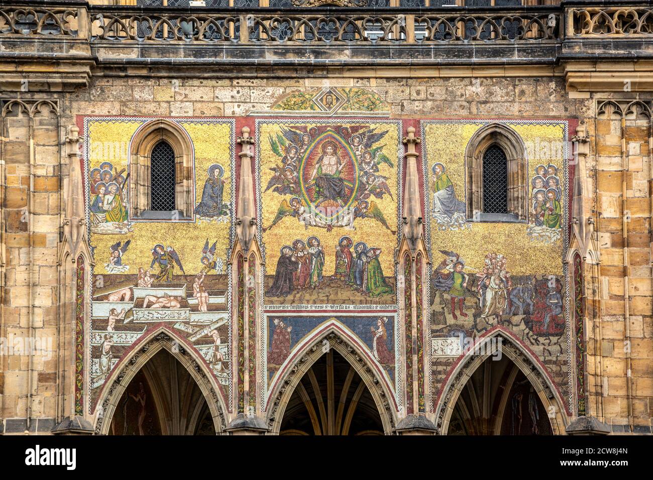 Architektonisches Detail, St. Vitus Kirche, Prager Burg, Burgviertel, Prag, Tschechische Republik Stockfoto