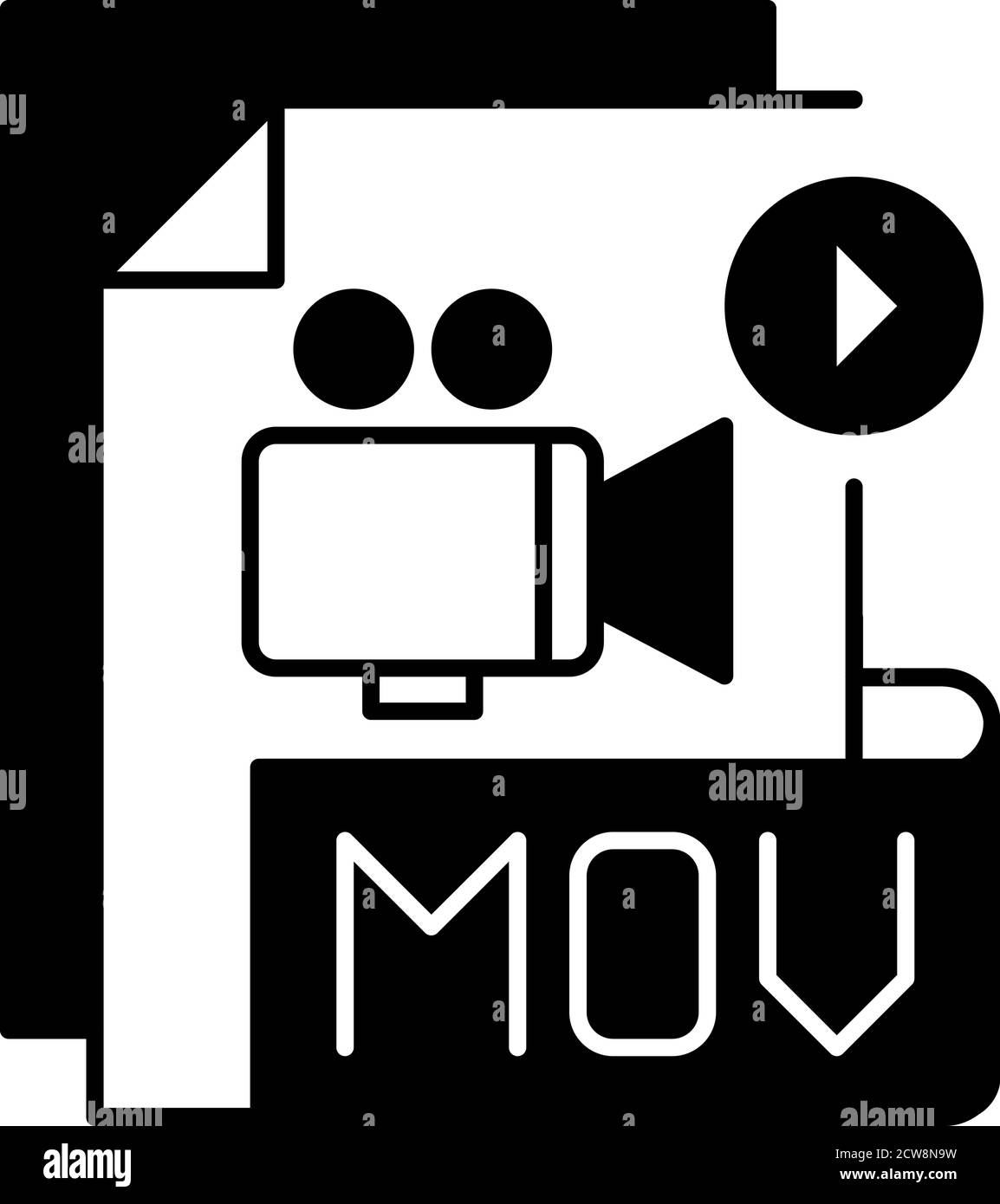 MOV-Datei schwarzes lineares Symbol Stock Vektor