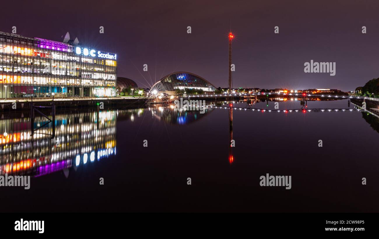 River Clyde und BBC Scotland, Glasgow. Schottland. Stockfoto