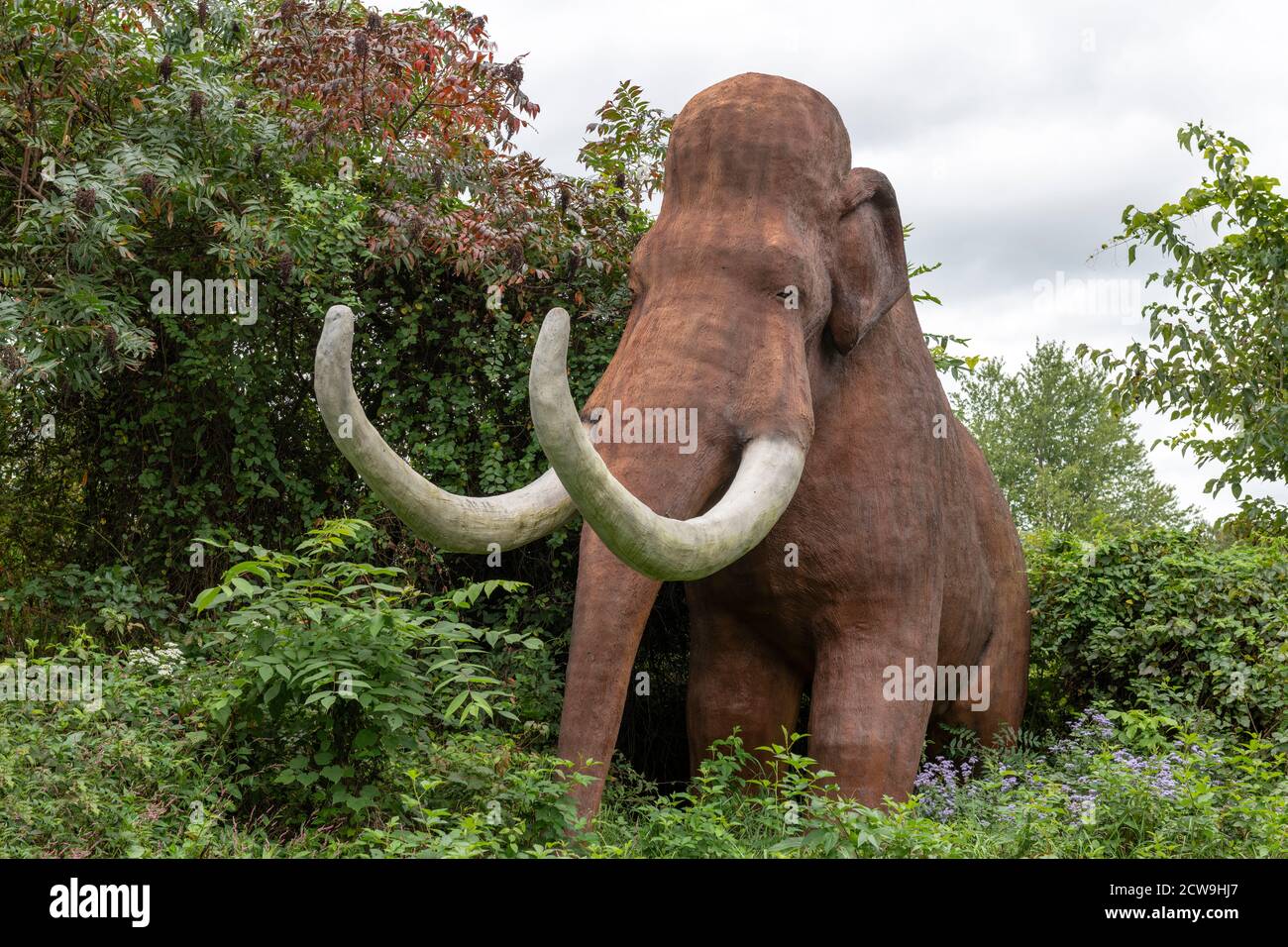 Cave City Kentucky, USA 09-24-20 Dinosaur World ist ein großartiges Outdoor-Ziel für Kinder mit lebensgroßen Dinosauriernachbildungen und praktischen Aktivitäten. Stockfoto