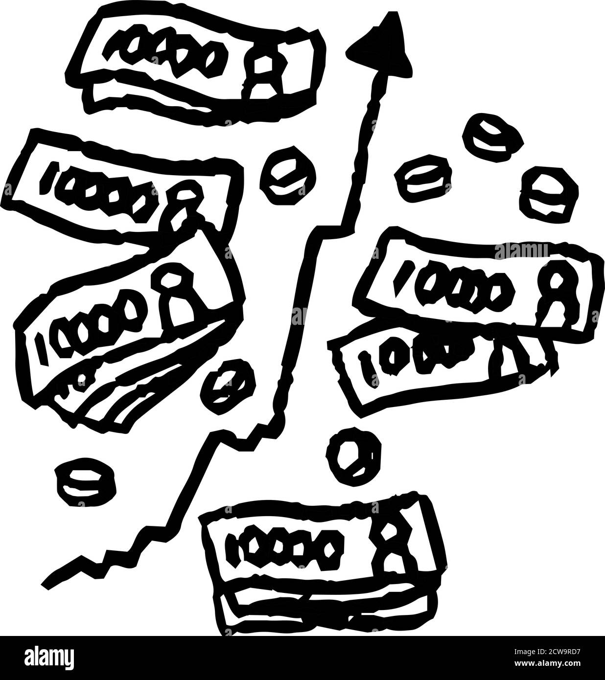 Dies ist eine Illustration der monochromen Illustration, die einen Stock zeigt Preisspitzen gesetzt Stock Vektor