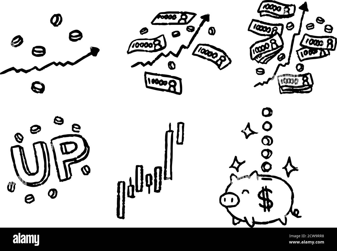 Dies ist eine Illustration der monochromen Illustration, die einen Stock zeigt Preisspitzen gesetzt Stock Vektor