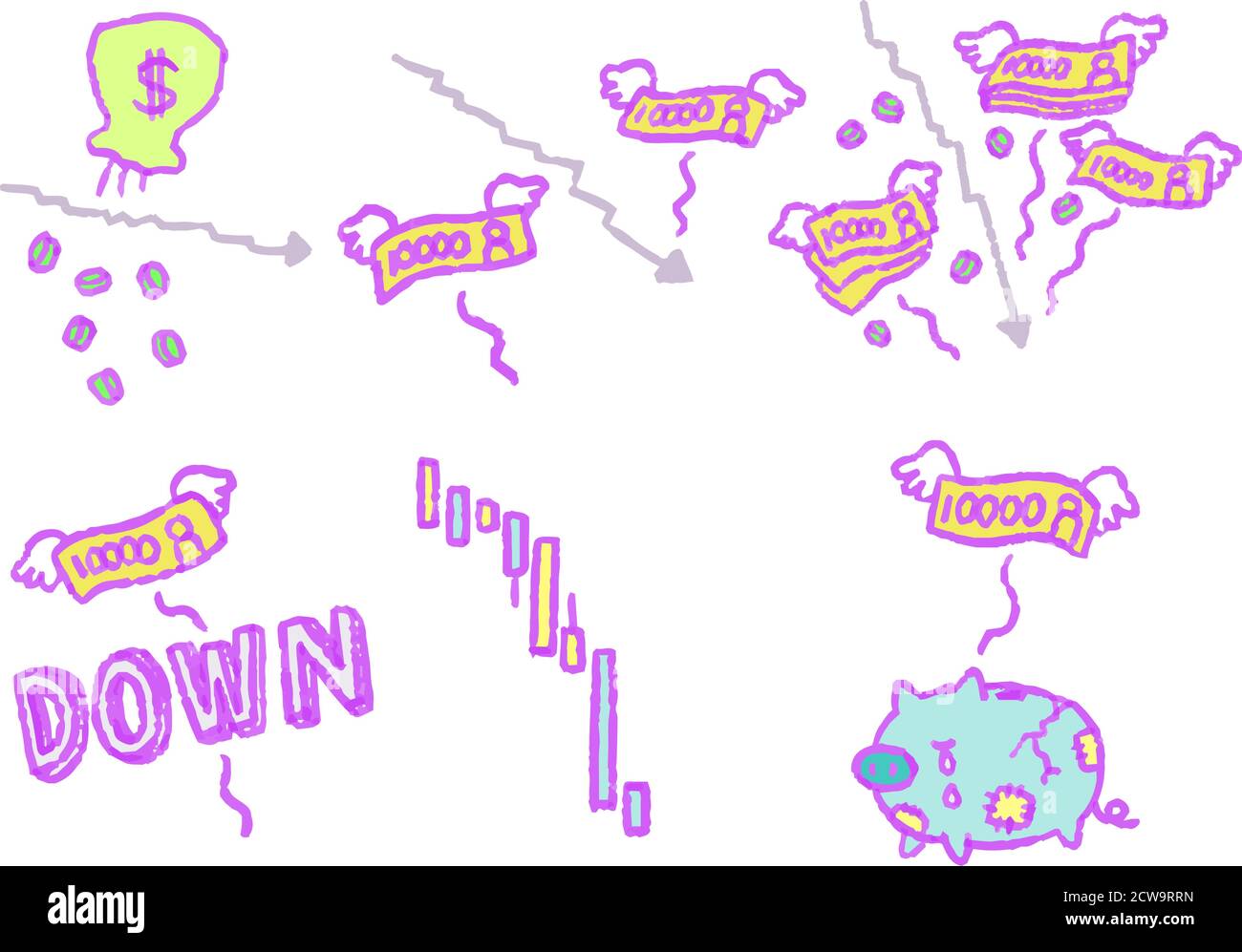 Dies ist eine Illustration der POP-Illustration, die den Bestand zeigt Marktcrash Stock Vektor