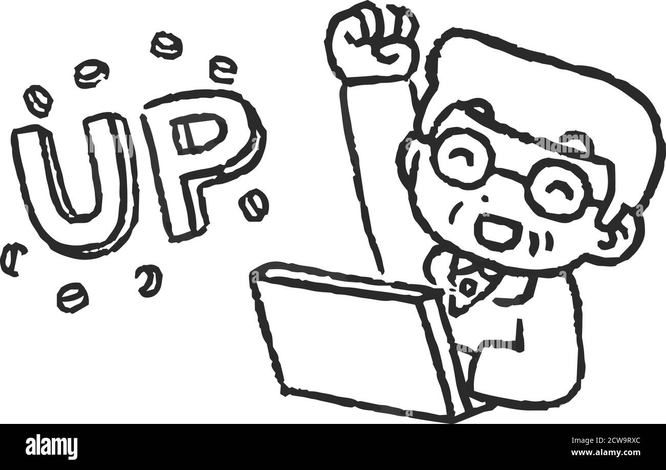 Dies ist eine Illustration von Monochrom alten Mann, der gemacht Eine Menge Geld durch Investitionen Stock Vektor