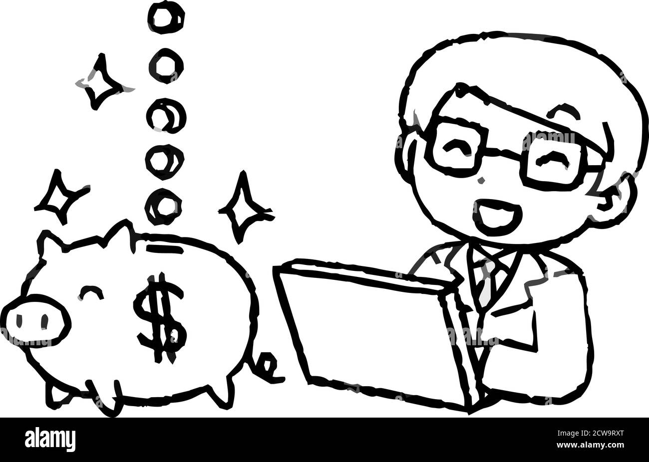 Dies ist eine Illustration von Monochrome Office-Arbeiter, die gemacht Eine Menge Geld durch Investitionen Stock Vektor