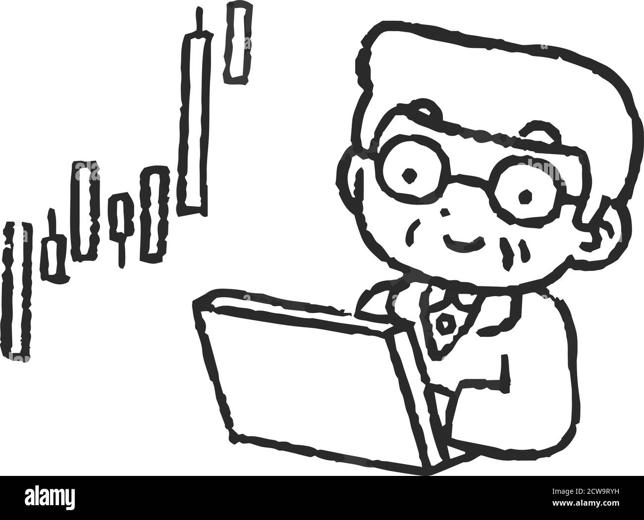 Dies ist eine Illustration von Monochrom alten Mann, der gemacht Eine Menge Geld durch Investitionen Stock Vektor