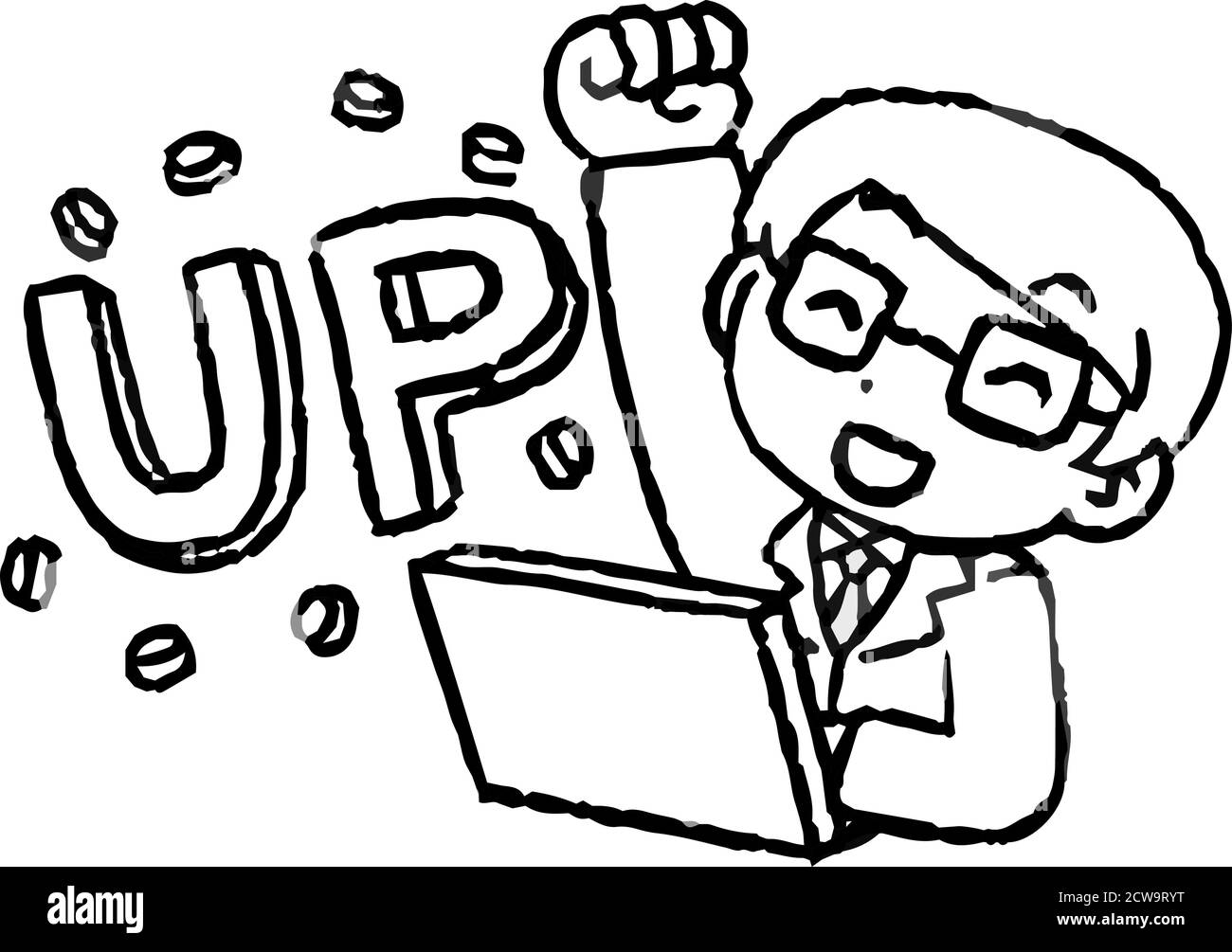 Dies ist eine Illustration von Monochrome Office-Arbeiter, die gemacht Eine Menge Geld durch Investitionen Stock Vektor