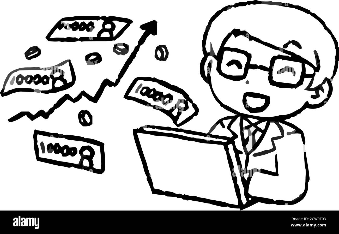 Dies ist eine Illustration von Monochrome Office-Arbeiter, die gemacht Eine Menge Geld durch Investitionen Stock Vektor