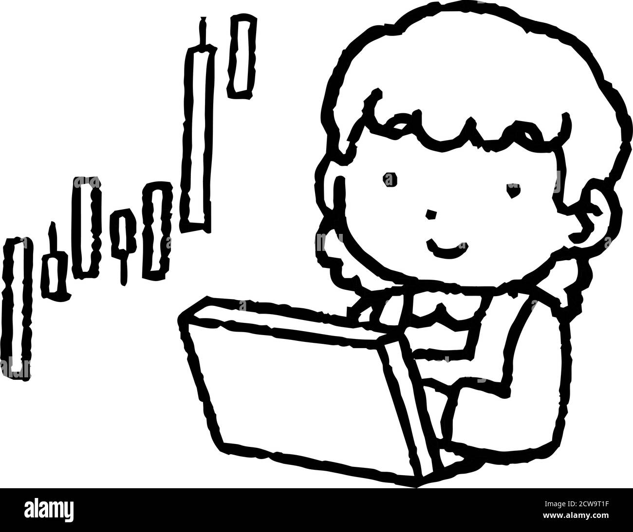 Dies ist eine Illustration von monochrome Hausfrau, die ein gemacht Viel Geld durch Investitionen Stock Vektor