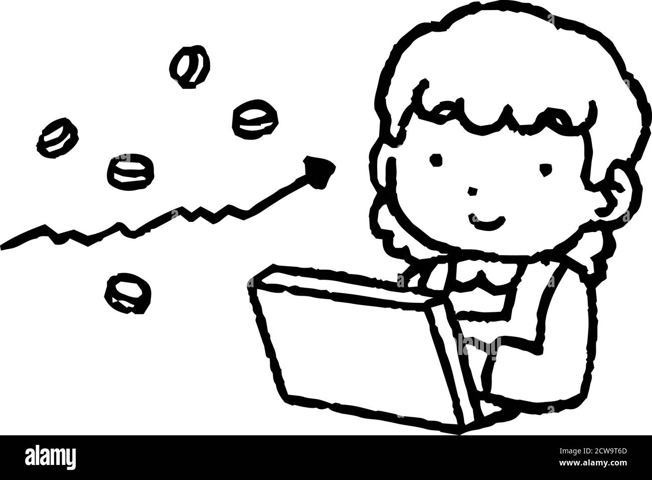 Dies ist eine Illustration von monochrome Hausfrau, die ein gemacht Viel Geld durch Investitionen Stock Vektor